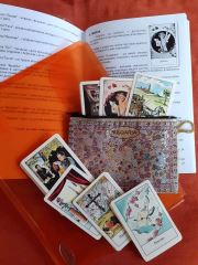 Author's set of Gypsy cards with a book by Nadia and handmade accessories